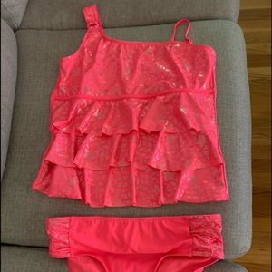 Justice size 20 Plus Hot Pink Bathing Suit